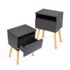 Set of 2 Modern Nightstand;  Bedroom Endtable with Drawer;  Shelf;  Bedside Furniture for Living Room