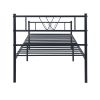 Metal Bed Frame Twin Size with Headboard and Footboard Single Platform Mattress Base,Metal Tube(twinsize, black) No Box Spring Needed