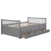 Full size Daybed with Twin size Trundle and Drawers; Full Size; Gray