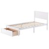 Twin Size Platform Bed with Under-bed Drawer; White RT