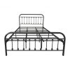 Victorian Vintage Style Platform Metal Bed Frame Foundation Headboard Footboard Heavy Duty Steel Slats; Queen Black(same as W84034827)