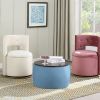 Round Ottoman Set with Storage; 2 in 1 combination; Round Coffee Table; Square Foot Rest Footstool for Living Room Bedroom Entryway Office