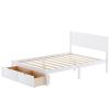 Full Size Platform Bed with Under-bed Drawers; White RT