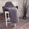 1.3*1.7m, Light Grey, Chinille Knitting Blanket Bed Throw Yarn Baby Bulky Soft Throw for Home Decor Chair Sofa Throw