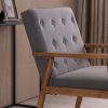 (75 x 69 x 84)cm Retro Modern Wooden Single Chair;  Grey Fabric  YJ