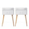 Set of 2 Nightstand Table Wooden Bedside End Table for Living Room, Bedroom and Office, White