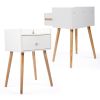 Set of 2 Nightstand Table Wooden Bedside End Table for Living Room, Bedroom and Office, White