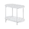 End Table 24" 2-Tiers Oval Nightstand, Modern Marble Small Table Coffee Tea Sofa Table for Living Room Indoor Balcony