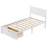 Twin Size Platform Bed with Under-bed Drawer; White RT