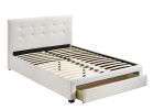 Bedroom Furniture White Storage Under Bed Queen Size bed Faux Leather upholstered