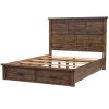 Rustic Reclaimed Solid Wood Framhouse Storage Queen Bed