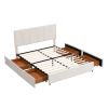 Queen Size Upholstery Platform Bed with Four Drawers on Two Sides; Adjustable Headboard; Beige