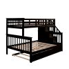 Stairway Twin-Over-Full Bunk Bed with Twin size Trundle; Storage and Guard Rail for Bedroom; Dorm; for Adults; Espresso (OLD SKU :LP000119AAP)