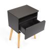 Set of 2 Modern Nightstand;  Bedroom Endtable with Drawer;  Shelf;  Bedside Furniture for Living Room