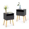 Set of 2 Modern Nightstand;  Bedroom Endtable with Drawer;  Shelf;  Bedside Furniture for Living Room