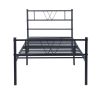 Metal Bed Frame Twin Size with Headboard and Footboard Single Platform Mattress Base,Metal Tube(twinsize, black) No Box Spring Needed