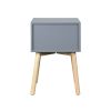 Side Table with 2 Drawer and Rubber Wood Legs;  Mid-Century Modern Storage Cabinet for Bedroom Living Room Furniture;  Gray