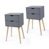 Bedroom Storage Nightstand Shelf with 2 Drawers - Set of 2