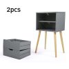 Bedroom Storage Nightstand Shelf with 2 Drawers - Set of 2