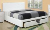 Bedroom Furniture White Storage Under Bed Full Size bed Faux Leather upholstered