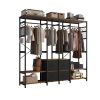 Independent wardrobe manager; clothes rack; multiple storage racks and non-woven drawer; bedroom heavy metal wardrobe storage rack; black two pack