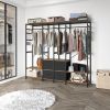 Independent wardrobe manager; clothes rack; multiple storage racks and non-woven drawer; bedroom heavy metal wardrobe storage rack; black two pack