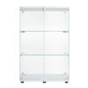 Two-door Glass Display Cabinet 3 Shelves with Door; Floor Standing Curio Bookshelf for Living Room Bedroom Office; 49.49' x 31.77'x 14.37'; White