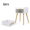 Set of 2 Nightstand Table Wooden Bedside End Table for Living Room, Bedroom and Office, White