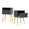 Set of 2 Modern Nightstand;  Bedroom Endtable with Drawer;  Shelf;  Bedside Furniture for Living Room