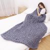 1.3*1.7m, Light Grey, Chinille Knitting Blanket Bed Throw Yarn Baby Bulky Soft Throw for Home Decor Chair Sofa Throw