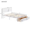 Full Size Platform Bed with Under-bed Drawers; White RT