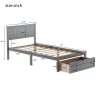 Twin Size Platform Bed with Under-bed Drawer; Gray RT