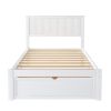 Twin Size Platform Bed with Under-bed Drawer; White RT