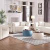 Round Ottoman Set with Storage; 2 in 1 combination; Round Coffee Table; Square Foot Rest Footstool for Living Room Bedroom Entryway Office