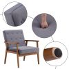 (75 x 69 x 84)cm Retro Modern Wooden Single Chair;  Grey Fabric  YJ