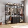 Independent wardrobe manager; clothes rack; multiple storage racks and non-woven drawer; bedroom heavy metal wardrobe storage rack; black two pack