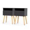 Set of 2 Modern Nightstand;  Bedroom Endtable with Drawer;  Shelf;  Bedside Furniture for Living Room