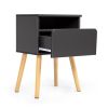 Set of 2 Modern Nightstand;  Bedroom Endtable with Drawer;  Shelf;  Bedside Furniture for Living Room