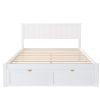 Full Size Platform Bed with Under-bed Drawers; White RT