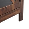 Set of 2 Nightstand, Bedside Furniture with X-Shaped Door, Bedroom End Table, Light Walnut