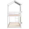 Twin Over Twin Bunk Bed Wood Bed with Roof; Window; Guardrail; Ladder (White)(OLD SKU :LP000056AAK)