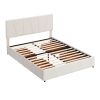 Queen Size Upholstery Platform Bed with Four Drawers on Two Sides; Adjustable Headboard; Beige