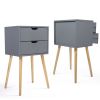 Bedroom Storage Nightstand Shelf with 2 Drawers - Set of 2