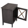 Set of 2 Nightstand, Bedside Furniture with X-Shaped Door, Bedroom End Table,Deep Gray XH