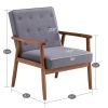 (75 x 69 x 84)cm Retro Modern Wooden Single Chair;  Grey Fabric  YJ