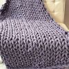 1.3*1.7m, Light Grey, Chinille Knitting Blanket Bed Throw Yarn Baby Bulky Soft Throw for Home Decor Chair Sofa Throw