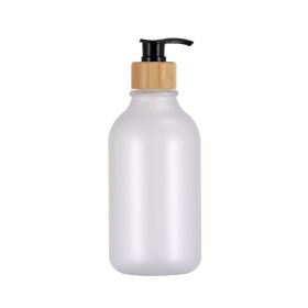 Push Round Shoulder Frosted Lotion Bottle PET Plastic Shampoo Bottle Shower Gel (Option: Bottle Of Black Bamboo-500ml)