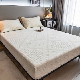 High Weight Milk Velvet Jacquard Bed Sheet (Option: Flora Beige White-150x200cm)