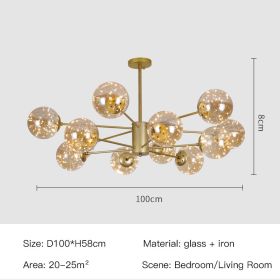 Star Magic Bean Glass Chandelier (Option: 12Gold-Soot)