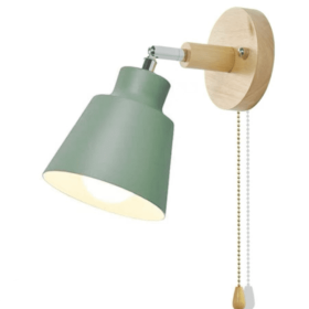 Wooden Zipper Bedside Wall Lamp (Option: Green-With switch-With light source)